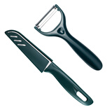 安德纳削皮刀刮皮刀厨房家用不锈钢多功能土豆削皮神器水果刀去皮刀瓜刨 墨绿色瓜刨+墨绿色水果刀