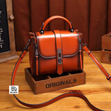 VQGT小包包斜挎包女邮差包新款时尚七夕百搭复古单肩手提包女士马鞍包 棕色