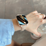 X2025新款iwatch智能手表女士款蓝牙接打电话消息提醒支付测血压心率血氧睡眠监测情侣计步运动手表 小蛮腰奶油杏皮带【通话、离线支付、听音乐】