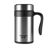 雄泰（XiongTai）保温杯男女商务水杯子 带把手带滤网茶杯内外304真空不锈钢办公杯 本色500ml