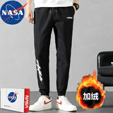 NASA RHUDE 男裤休闲裤男裤子男生冬季九分裤男士束脚裤男秋冬天宽松潮流裤 6628黑色 加绒 XL