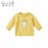 davebella戴维贝拉男童长袖T恤儿童春装2021新款女童宝宝洋气上衣棉质打底DBJ16825黄色73cm