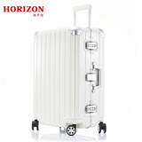 HORIZON地平线环保PC细框架轴承大轮坚固旅行箱女拉杆箱男旅行箱轴承大轮 牛奶白【亮面】 20英寸 【短途登机】
