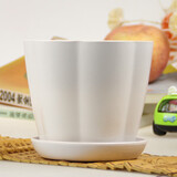 慎思苑树脂塑料花盆大号室内阳台盆栽多肉绿萝植物仿陶瓷创意圆形小花盆 白色【花瓣盆】 大号