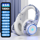 铂瑞泰电竞头戴式高颜值重低音游戏耳麦可折叠插卡无线蓝牙耳机降噪超长续航男女运动型通用 国潮版星月白【全包耳+音效切换 标配