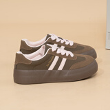 拉夏贝尔女鞋德训鞋女户外运动小白鞋女百搭休闲护脚软底透气舒适运动板鞋 粉棕 【6606】 37