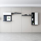 古宜 电视柜 伸缩电视柜茶几组合客厅背景墙柜子家具烤漆北欧电视机柜 【吊柜B】黑色