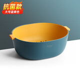 plazotta seit 1893德国  加厚双层洗菜篮厨房洗菜盆 沥水篮 创意客厅果盆 水果篮 大号蓝黄特卖（抗菌）1个5000ml