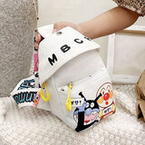 叕二叕 儿童背包户外出游可爱卡通帆布包胸包轻便百搭时尚女童斜挎包 白色-新货