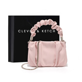 CLEVER & KETCH包包女包2025新款单肩包斜挎轻奢女包链条包生日礼物情人节送女友 粉色