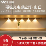 雷士（NVC） 小夜灯猫眼磁吸充电感应灯波纹橱柜灯酒柜展柜玄关起夜氛围灯 荐-黑【80cm】三色-2400毫安