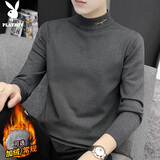 花花公子（PLAYBOY）毛衣男半高领外套男冬季针织衫男士打底保暖男装线衣服 深灰 XL 