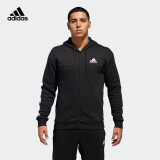 adidas阿迪达斯官网男装篮球运动加绒连帽夹克外套DM7564 黑/白 A3XL