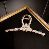 媞陌滴油花朵发夹女大号后脑勺盘发抓夹优雅气质鲨鱼夹子头饰发卡520 A409-1水滴花朵抓夹B07-103