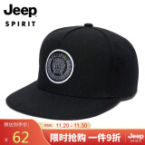 吉普（JEEP）帽子男士平檐棒球帽韩版潮流嘻哈鸭舌帽平沿户外旅游帽子 A0261黑色