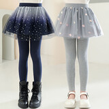 小猪彼特女童打底裤春秋2025新款秋季儿童裤裙假两件裤子秋冬加绒裙裤秋装 2106蓝色【春秋款左一】 130 cm