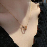 【二手99新】卡地亚项链LOVE系列 小圆饼双钻玫瑰金镶钻 双环项链  大饼项链 女士项链 手链回收 卡地亚LOVE-双环玫瑰金