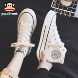 大嘴猴（paul frank）帆布鞋女学生翘跟韩版厚底休闲鞋女青年板鞋时尚运动球鞋女小白鞋 白色 37