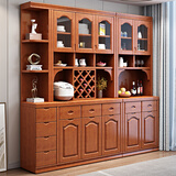 卡洛森（KALUOSEN） 餐边柜中式实木餐厅茶水柜多功能厨房收纳柜储物柜微波炉碗柜 海棠色 四门1.64米