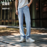 森马（Semir）【张新成同款】牛仔裤男四季款复古水洗直筒裤森柔牛仔男裤裤子 【春夏薄款】牛仔浅蓝88101 27