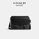 蔻驰（COACH）奥莱男士经典标志老花SPRINT信使包斜挎包通勤 SV/木炭灰色/黑色