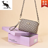 酷奇袋鼠手机小挎包女士2025新款中年妈妈斜挎包2025夏天休闲百搭软皮小包 花边浅色