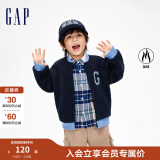 Gap男幼冬季款LOGO撞色仿羊羔绒夹克837019儿童装保暖外套 海军蓝 90cm(1-2岁) 亚洲尺码