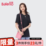 班尼路（Baleno）圆领纯色薄款透气宽松情侣百搭体恤88902284 00A纯黑 S