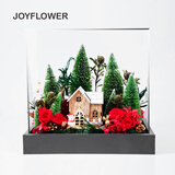JoyFlower圣诞雪屋永生花玫瑰花礼盒情人节生日礼物送女生朋友老婆实用走心