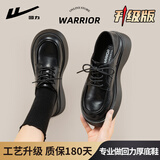 回力小皮鞋女春夏季百搭单鞋厚底增高鞋子女黑色英伦风通勤上班乐福鞋 黑色【4.5cm底】升级版 38