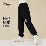 迪士尼（Disney）童装儿童男女童加绒加厚长裤针织运动束脚裤子23冬DB341ME18黑110