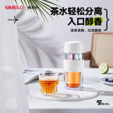 SIMELO双层玻璃杯保温杯高颜值茶水分离杯泡茶杯清朗钛滤水杯 300ml清灰