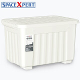 SPACEXPERT 衣物收纳箱塑料整理箱36L白色 1个装 带轮