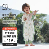 威尔贝鲁（WELLBER）婴儿睡袋儿童前6后4竹棉纱布分腿睡衣宝宝防踢被春秋夏雨林动物M