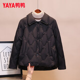 鸭鸭（YAYA）轻薄羽绒服女士短款秋冬季新款百搭时尚休闲小个子小香风排骨外套 黑色 M (建议100-120斤)