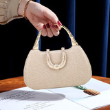 丝芙伦（seefulun）新年晚宴包细闪手提包女手拿包放手机礼服宴会包包红毯走秀包 金色