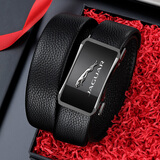 JAGUAR捷豹男士皮带真牛皮自动扣腰带男休闲裤带礼盒生日礼物送男友