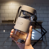 软策单层便携玻璃水杯女夏季高颜值男士新款办公室大容量泡茶杯子 灰色480ml【带茶隔】 480ml