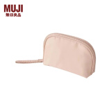 无印良品（MUJI） 聚酯纤维化妆包 收纳包便携式 小化妆包 洗漱包收纳袋 居家旅行 宽口/13*9*4cm/粉米色