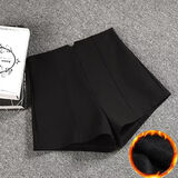 OLOEY秋冬黑色弹力高腰新款设计感短裤女韩版小个子休闲热裤显瘦包臀裤 黑色V腰【后拉链】加绒加厚 S