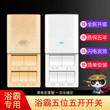 国际电工 86型五开浴霸开关5灯卫生间取暖器暖风机控制面板厕所排气扇五合一 滑盖浴霸开关 五开联动 白