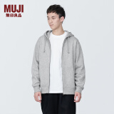 无印良品（MUJI）男式 毛圈棉 拉链连帽衫 男士男生宽松卫衣 潮流 灰色 L(175/100A)