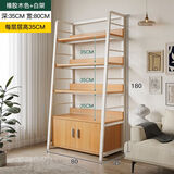 悦莱居2025置物架落地靠墙客厅多层储物梯形货架家用简易展示架子收纳架 【带柜五层80公分】黄杉木+白架
