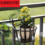 京尚客 花盆花架阳台铁艺悬挂式吊篮挂钩圆形勾栏杆垂吊花篮欧式吊挂垂A 3个装加粗版黑色