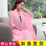 玉柳缘 丝巾女春夏季纯色棉麻围巾女冬天韩版百搭空调披肩秋冬季海边防晒文艺两用长款沙滩纱巾 粉色