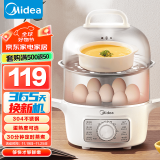 美的（Midea）电蒸锅 煮蛋器蒸蛋器 多功能家用迷你双层多用电蒸锅智能防干烧 煮鸡蛋器 【不锈钢】ZDE16T72