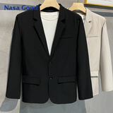 NASA GOOD西装男秋季外套潮流宽松休闲单西婚礼伴郎服简约礼服正装 黑2XL