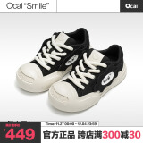 Ocai smile 开口笑 黑色帆布鞋 厚底增高小众国潮鞋夏季大头休闲鞋 复古黑 39