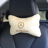 杰勒 汽车头枕护颈枕 车载棉布枕头 车用抱枕座椅腰靠枕磨毛棉布 奔驰 头枕一对【2个】