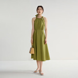 独束微胖MM大码女装法式气质感高腰显瘦A摆挂脖吊带连衣裙 绿野仙踪连衣裙 2XL (尺码：4) 拍前和客服确认尺码